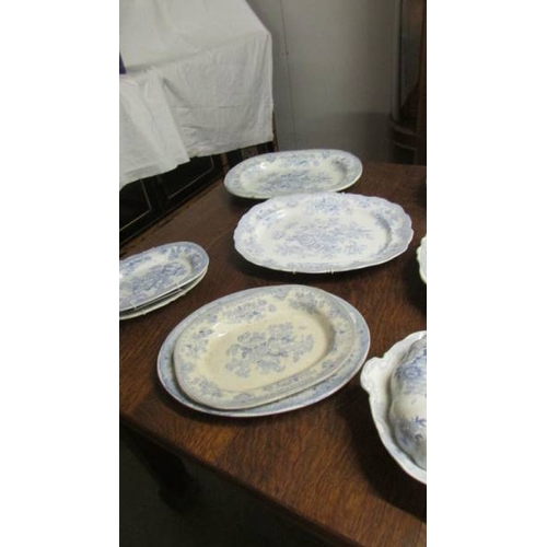 2645 - A quantity of blue and white meat platters and a tureen. (collect only)