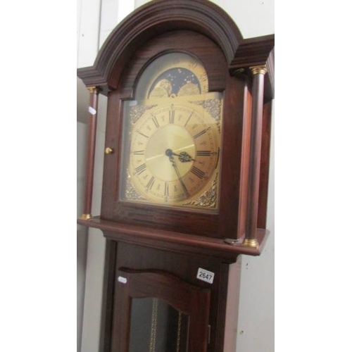 2647 - A modern mahogany Grandfather clock, (collect only)