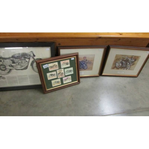 2650 - Four framed and glazed motor cycle related prints. (collect only)