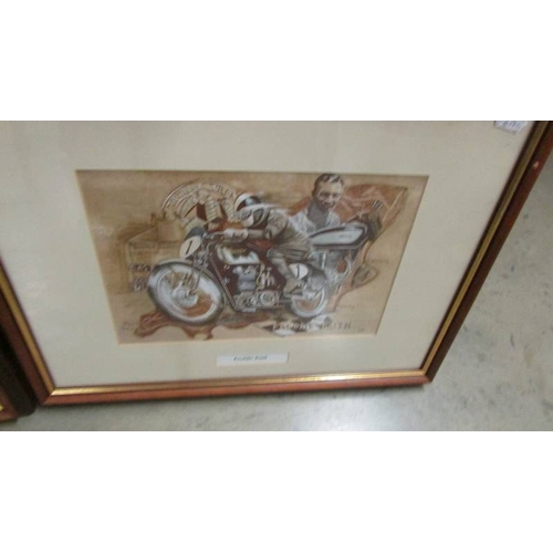 2650 - Four framed and glazed motor cycle related prints. (collect only)