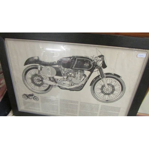 2650 - Four framed and glazed motor cycle related prints. (collect only)