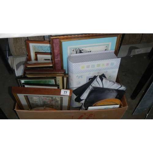 77 - A large box of assorted pictures. (collect only)