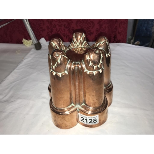 2128 - A Victorian copper jelly mould.