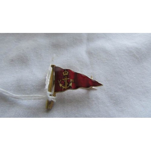 40 - A 9ct gold Enamel pennant brooch marked Cowes.