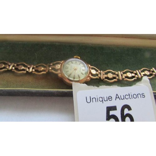 56 - A 9ct gold Accurist ladies wrist watch.