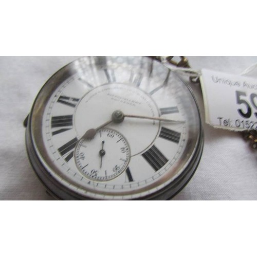 59 - A Fattorini & Sons, Bradford silver pocket watch on chain.