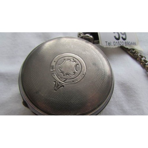 59 - A Fattorini & Sons, Bradford silver pocket watch on chain.