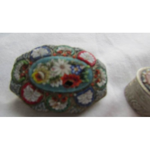 62 - An Italian micro mosaic brooch and pill box.