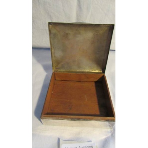 65 - A silver cigarette box, (hall mark faded).