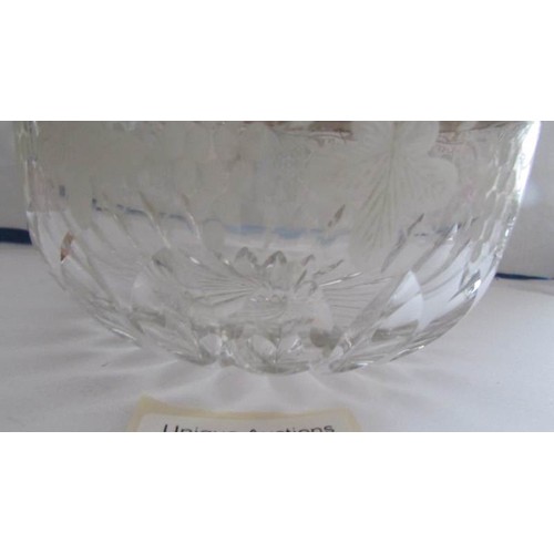 89 - A silver rimmed cut glass bowl.