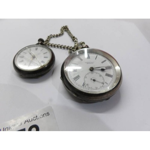 72 - Two silver cased pocket watches, a/f.