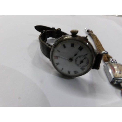 73 - A silver cased trench wrist watch in working order and a ladies chrome plated atd deco wrist watch (... 