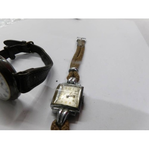 73 - A silver cased trench wrist watch in working order and a ladies chrome plated atd deco wrist watch (... 