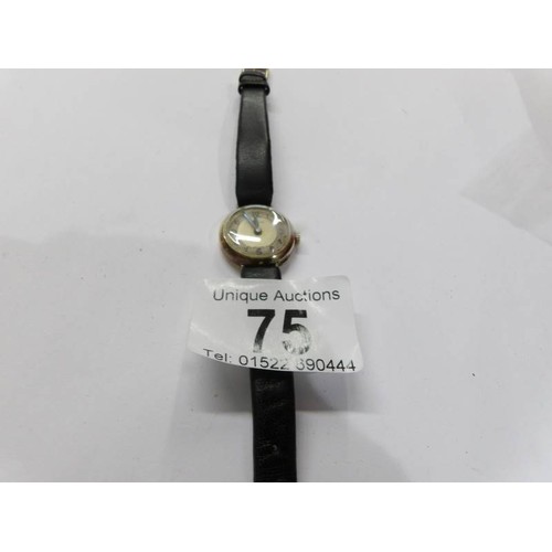 75 - A 9ct gold cased Prestek ladies wristwatch