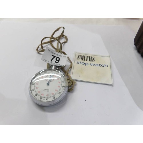 79 - A vintage chrome cased Smith's 1/10 second stop watch.