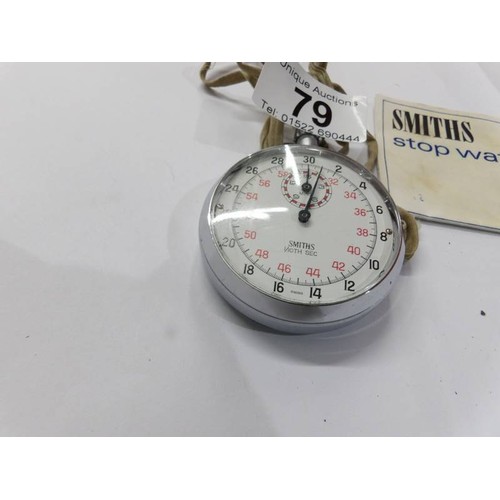 79 - A vintage chrome cased Smith's 1/10 second stop watch.