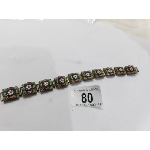 80 - A vintage Italian micro mosaic ten panel bracelet.