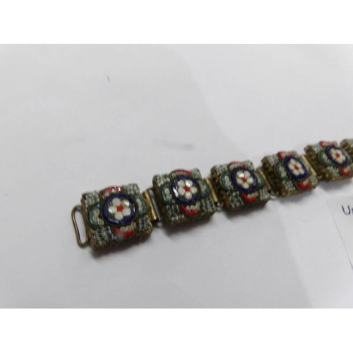 80 - A vintage Italian micro mosaic ten panel bracelet.