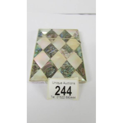 244 - A mother of pearl and abalone card case.