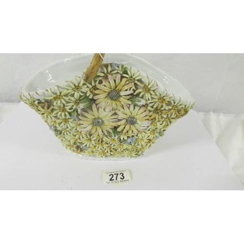 273 - A 19th century basket with applied daisies, marked 1082 - IB.