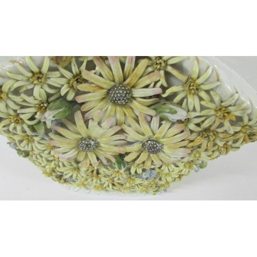 273 - A 19th century basket with applied daisies, marked 1082 - IB.