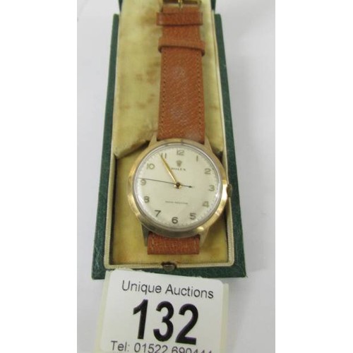 132 - A 9ct gold gent's Rolex wrist watch, marked ALD421309, 13874 Dennison, Made in England for Rolex.