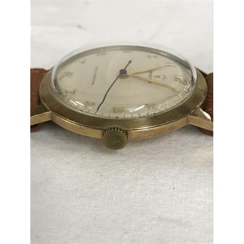 132 - A 9ct gold gent's Rolex wrist watch, marked ALD421309, 13874 Dennison, Made in England for Rolex.