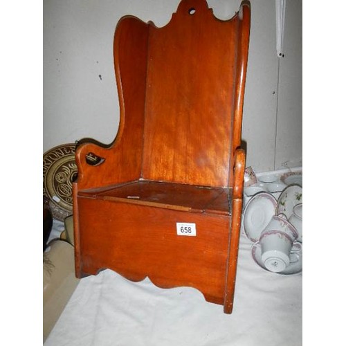 658 - A Victorian rocking child's commode chair.  (Collect only)