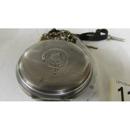 1121 - A Fattorini & Sons, Bradford silver pocket watch on chain.