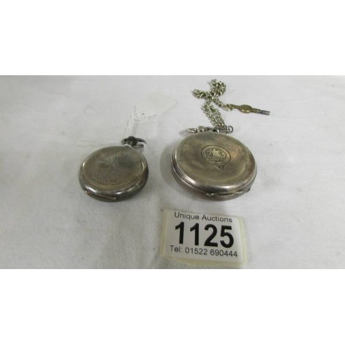 1125 - Two silver cased pocket watches, a/f.