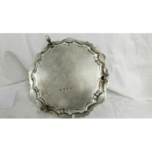 1173 - A silver tray hall marked William Peaston 1750.