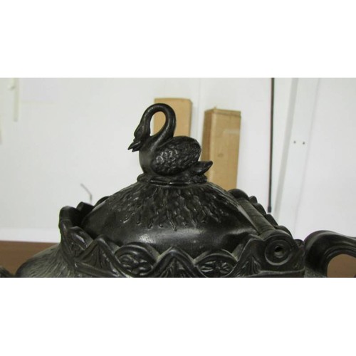 1197 - A Victorian black mourning teapot.