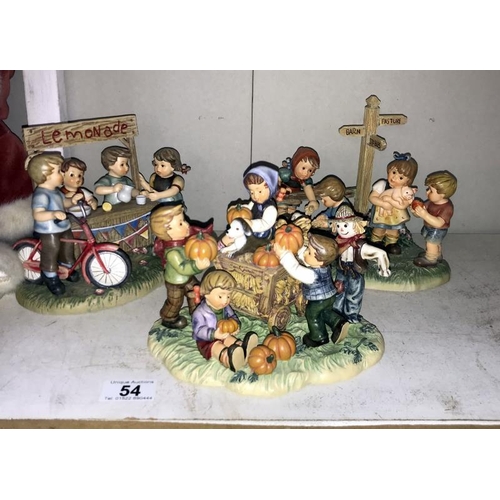 54 - 3 Goebel Hummel figure groups, Happy Harvest, Farmyard Feeding and Summertime Fun