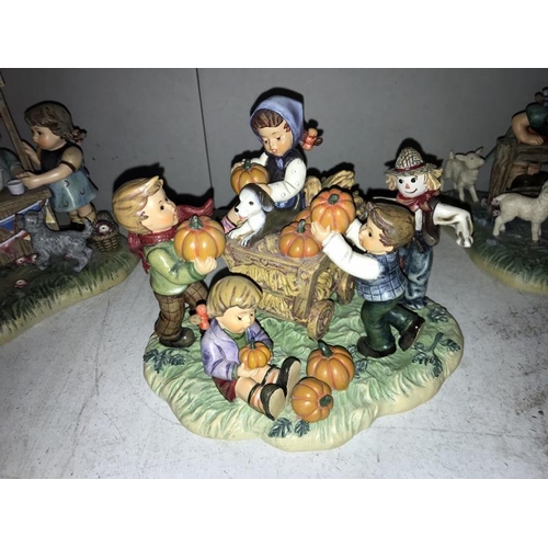 54 - 3 Goebel Hummel figure groups, Happy Harvest, Farmyard Feeding and Summertime Fun