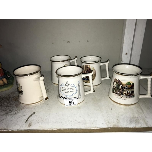 55 - A Prince William Masonic tankard and 4 other tankards