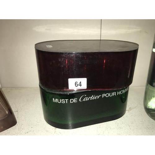 64 - A large Cartier Must De Pour Homme perfumery/chemist shop display bottle, size 24cm x 14.5cm x heigh... 