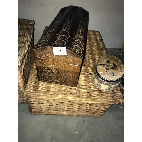 7 - A selection of wicker baskets (fishing, picnic) plus boxes etc. COLLECT ONLY