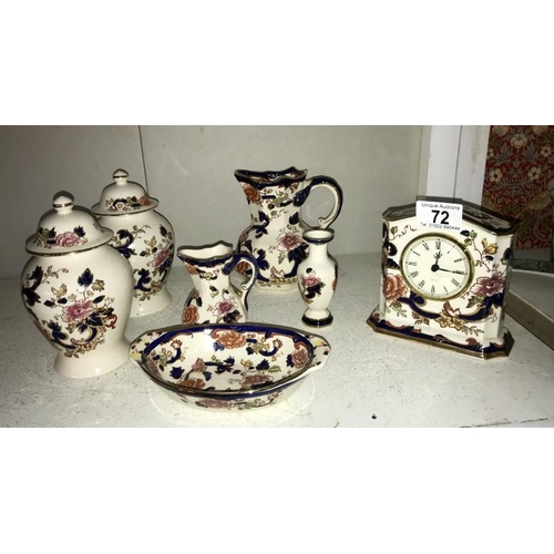 72 - A quantity of Masons china including a clock