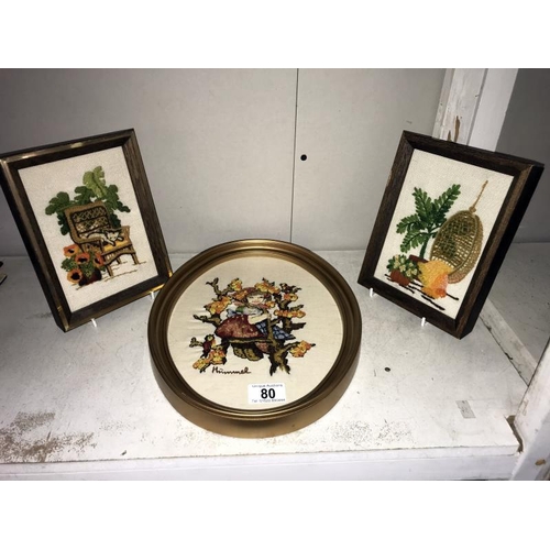 80 - A gilt framed Hummel tapestry and 2 unnamed others