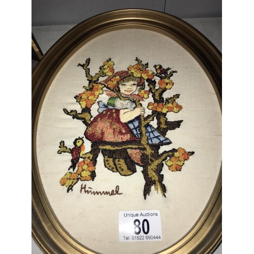 80 - A gilt framed Hummel tapestry and 2 unnamed others