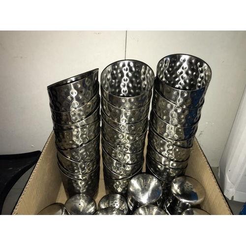 9 - A large lot of catering stainless steel salt and pepper pots (23 pairs) plus a quantity of stainless... 