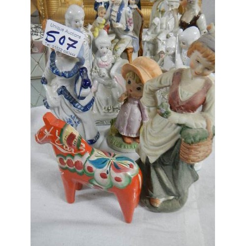 507 - A good lot of figures including Staffordshire.