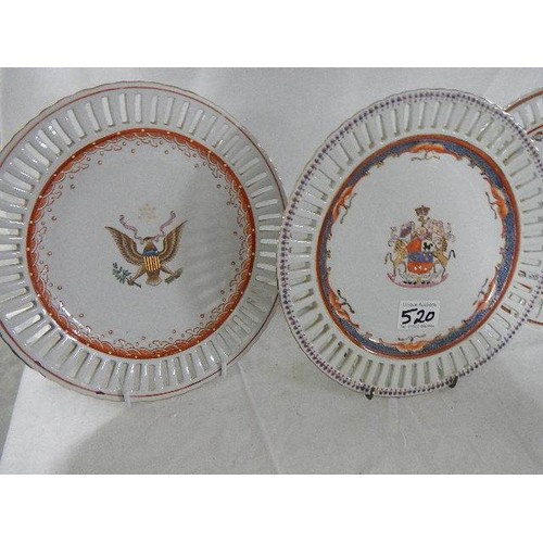 520 - Three heraldic ribbon plates.