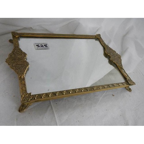 528 - A solid brass two handled tray.