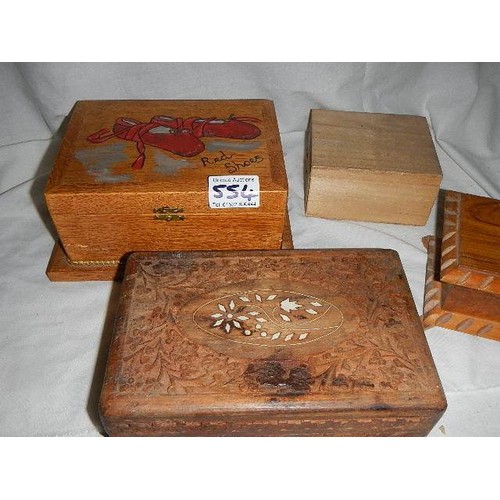 554 - Four old wooden boxes and contents.