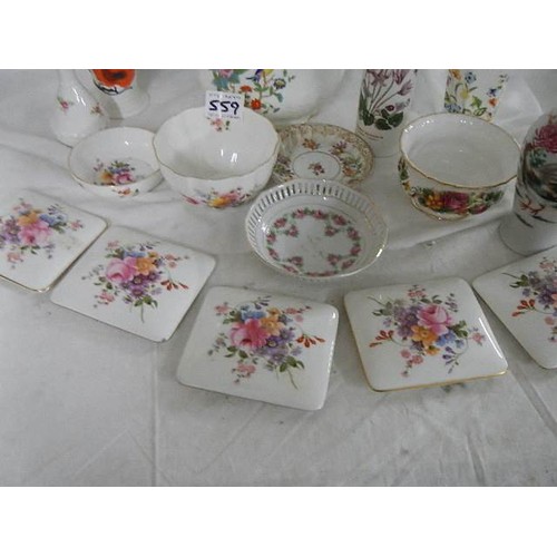 559 - A mixed lot including Crown Derby, Aynsley etc.,