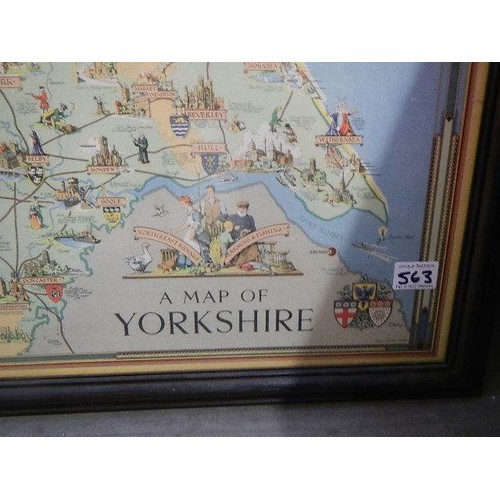 563 - A framed and glazed map of Yorkshire produced by British Rail. 
*COLLECT ONLY