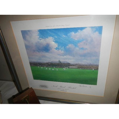 578 - A framed and glazed Cricket print entitled 'Neville Road, Bristol'