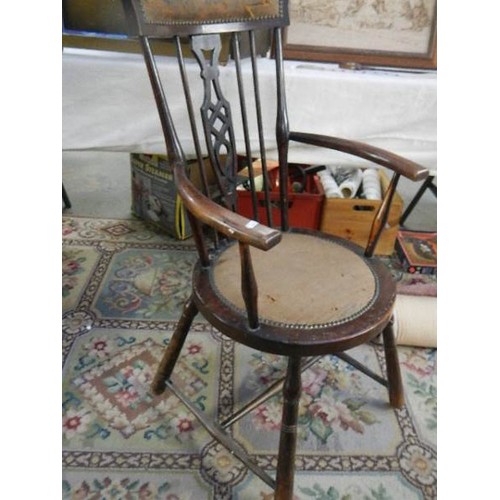 799 - An Edwardian chair (missing one spindle).