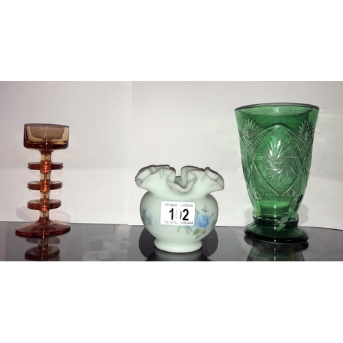 102 - A cut green glass vase, a pretty Victorian 4